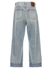 Valentino Garavani Blue Cotton Straight-Leg Jeans - W32