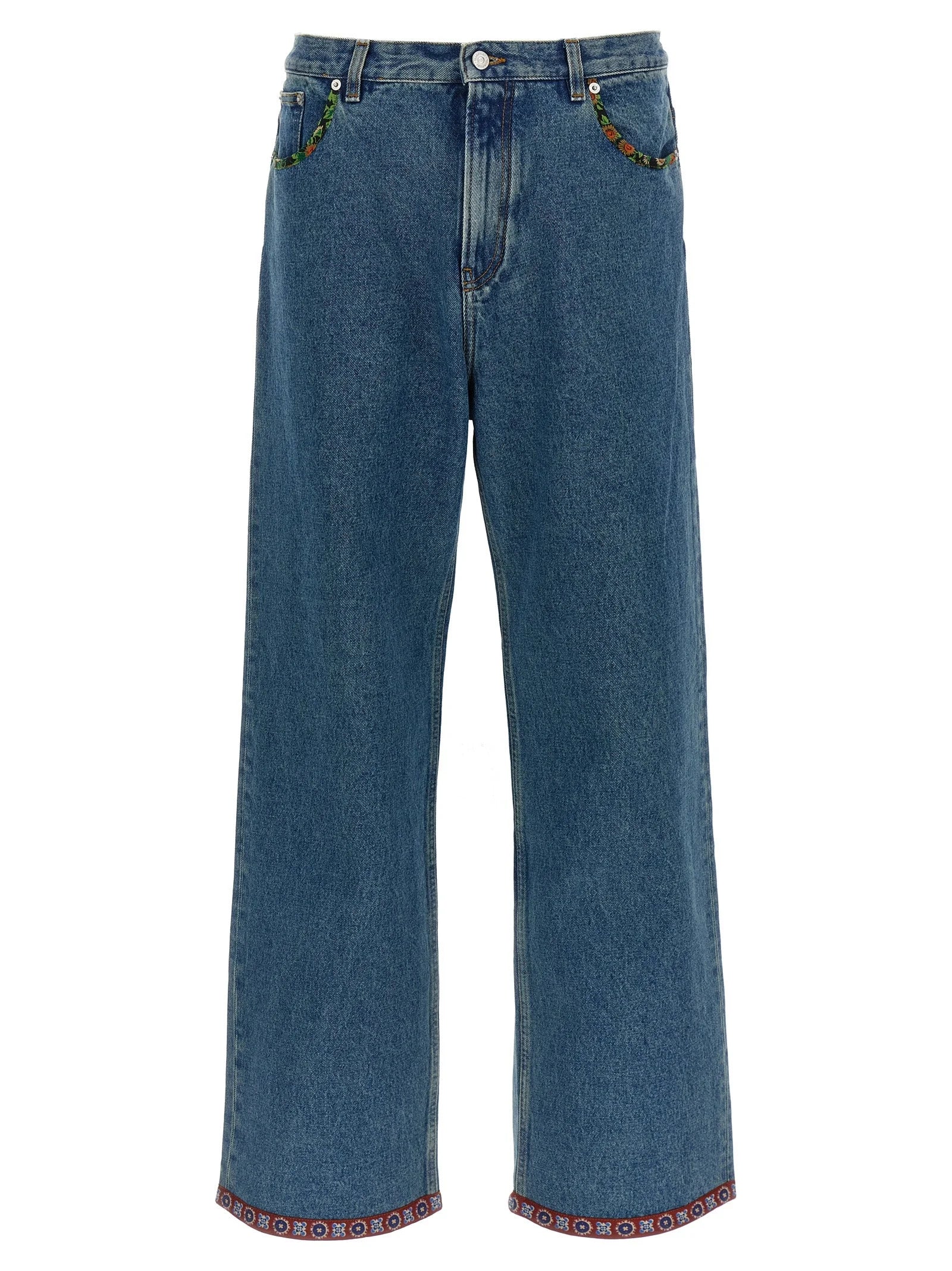 Valentino Garavani Blue Polyamide Straight-Leg Jeans - W34