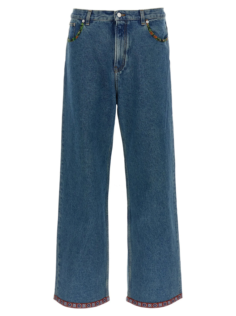 Valentino Garavani Blue Polyamide Straight-Leg Jeans - W34