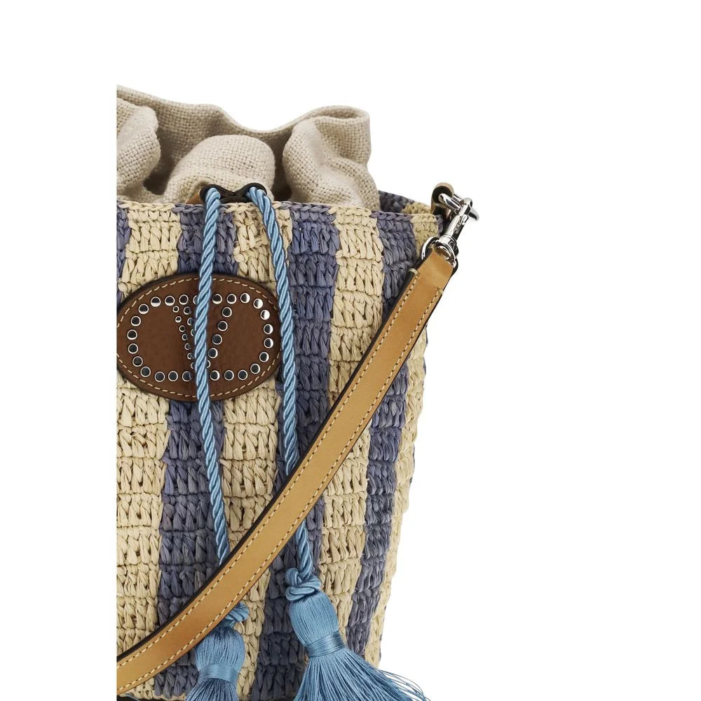 Valentino Garavani Blå Raffia Kurvveske