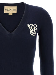 Valentino Garavani Blue Virgin Wool Cardigan - M