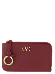 Valentino Garavani Bordeaux Lamb Leather Cardholder