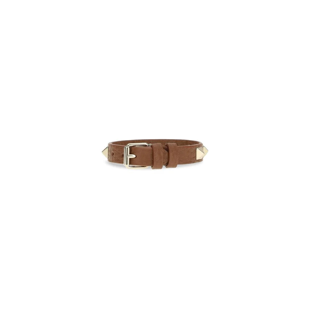 Valentino Garavani Brown Calf Leather Bos Taurus Bracelet - One Size