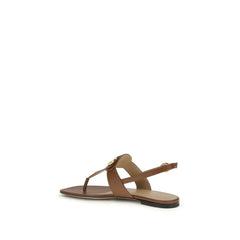 Valentino Garavani Brown Calf Leather Bos Taurus Flat Sandals - EU38/US8