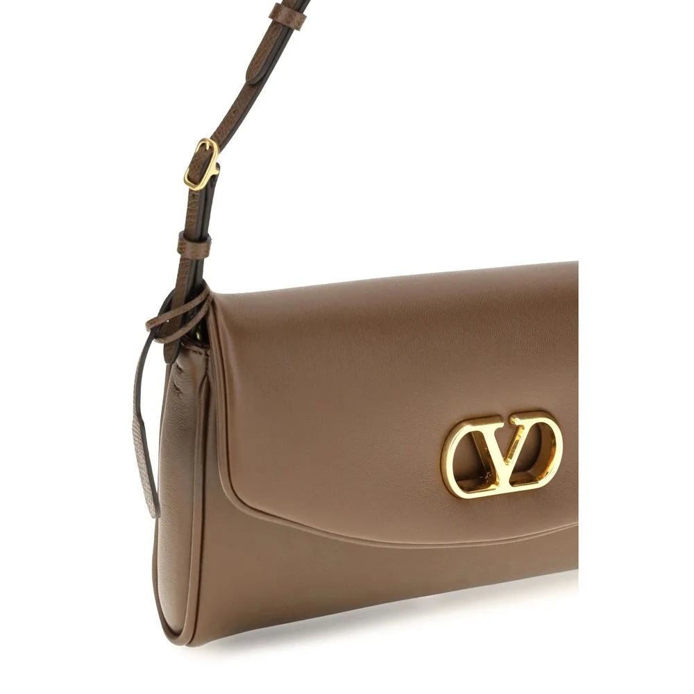 Valentino Garavani Braune Kalbshirgenleder Bos Taurus Schultertasche