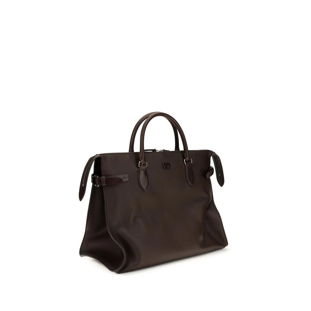 Valentino Garavani Brown Calf Leather Bos Taurus Shoulder Bag