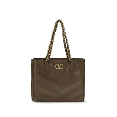 Valentino Garavani Brown Calf Leather Bos Taurus Shoulder Bag