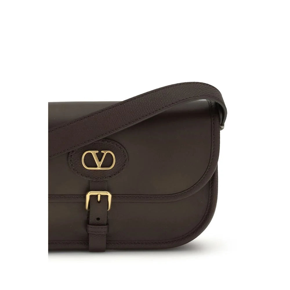 Valentino Garavani Brown Calf Leather Bos Taurus Shoulder Bag