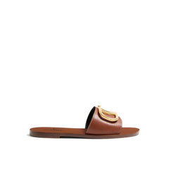 Valentino Garavani Brown Calfskin Flat Sandals - EU35/US5