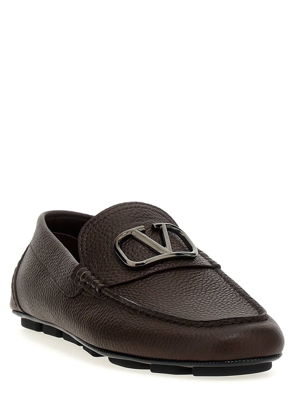 Valentino Garavani Brown Calfskin Slip-On Loafers - EU39/US6