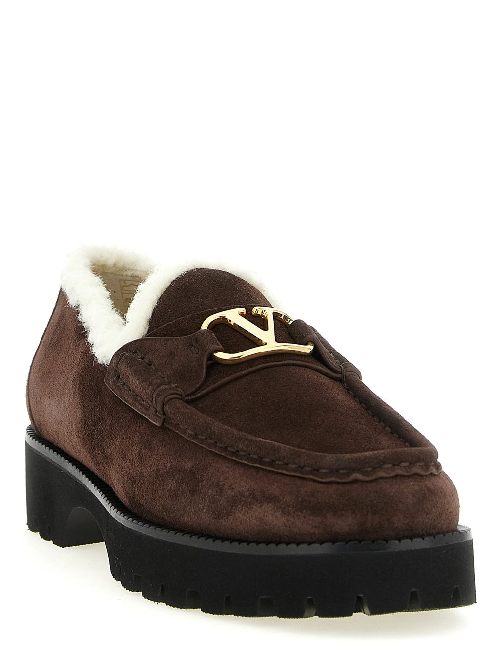 Valentino Garavani Brown Calfskin Slip-On Loafers - EU39/US9