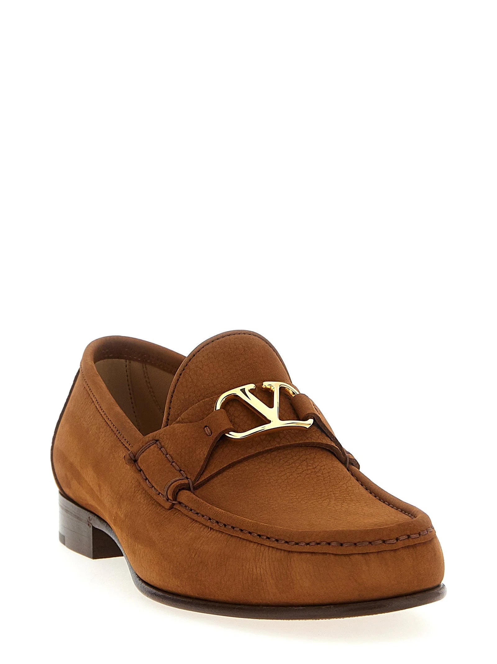 Valentino Garavani Brown Calfskin Slip-On Loafers - EU45/US12