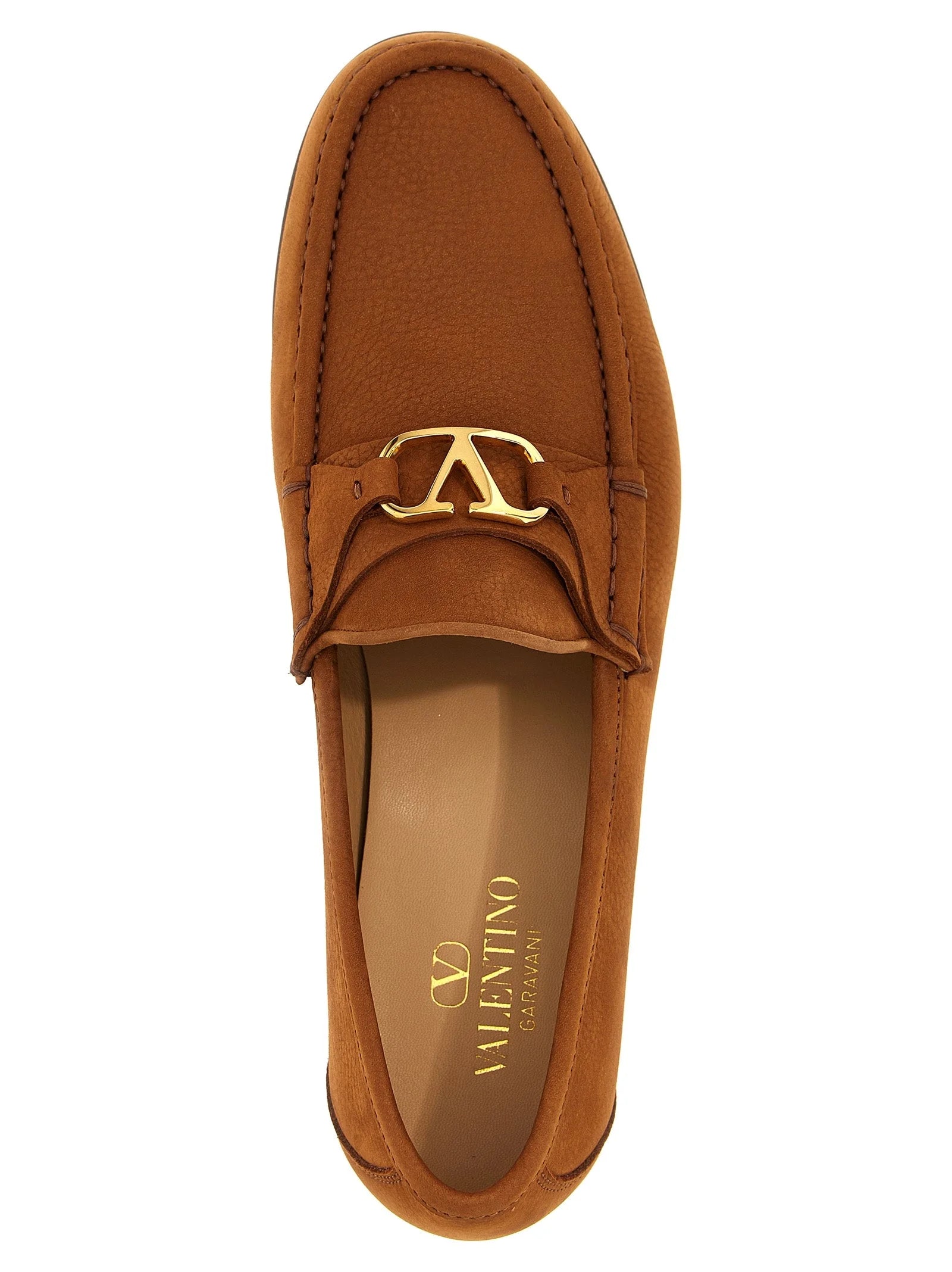Valentino Garavani Brown Calfskin Slip-On Loafers - EU45/US12