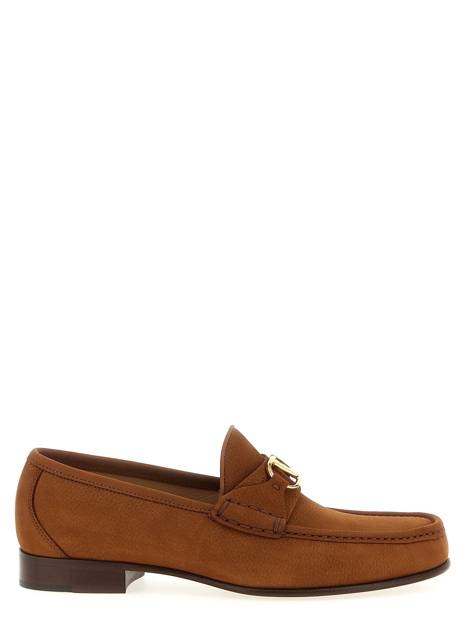 Valentino Garavani Brown Calfskin Slip-On Loafers - EU45/US12