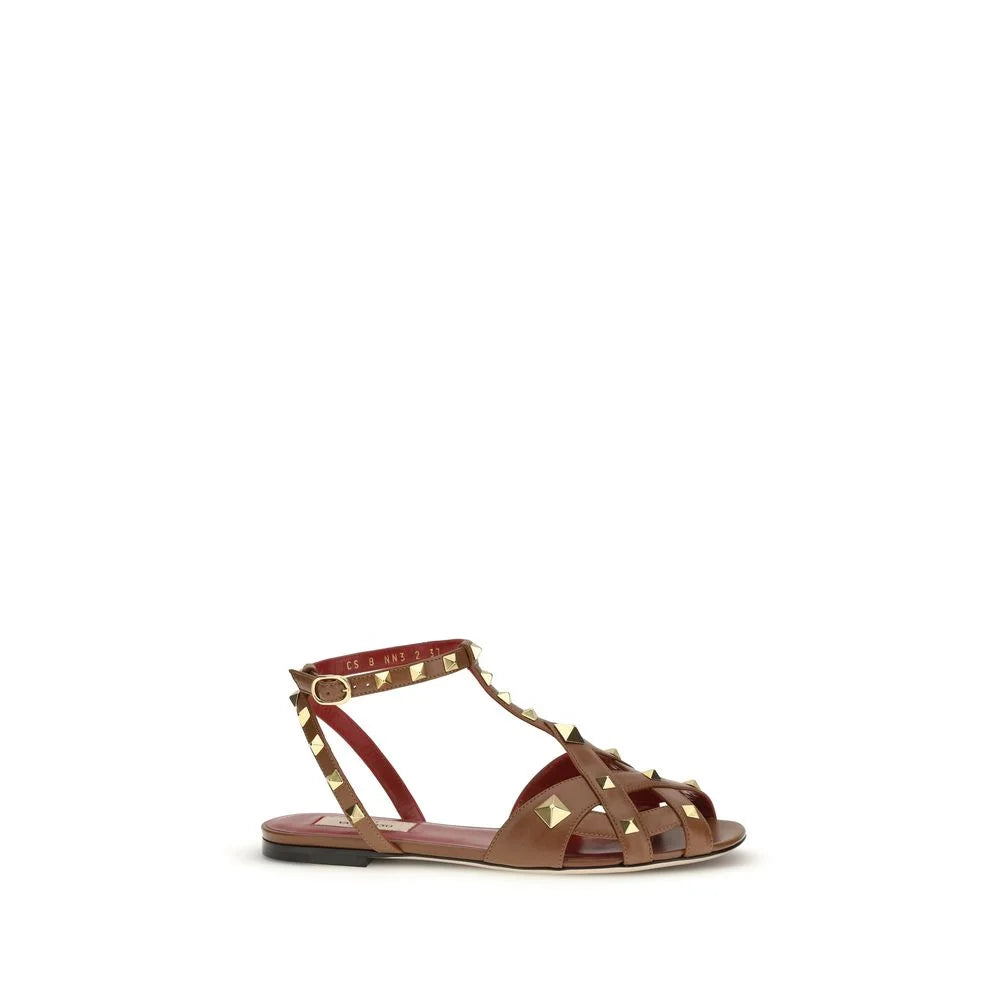 Valentino Garavani Brown Goatskin Strap-On Sandals - EU36/US6