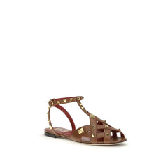 Valentino Garavani Brown Goatskin Strap-On Sandals - EU36/US6