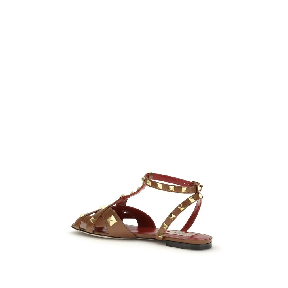 Valentino Garavani Brown Goatskin Strap-On Sandals - EU36/US6