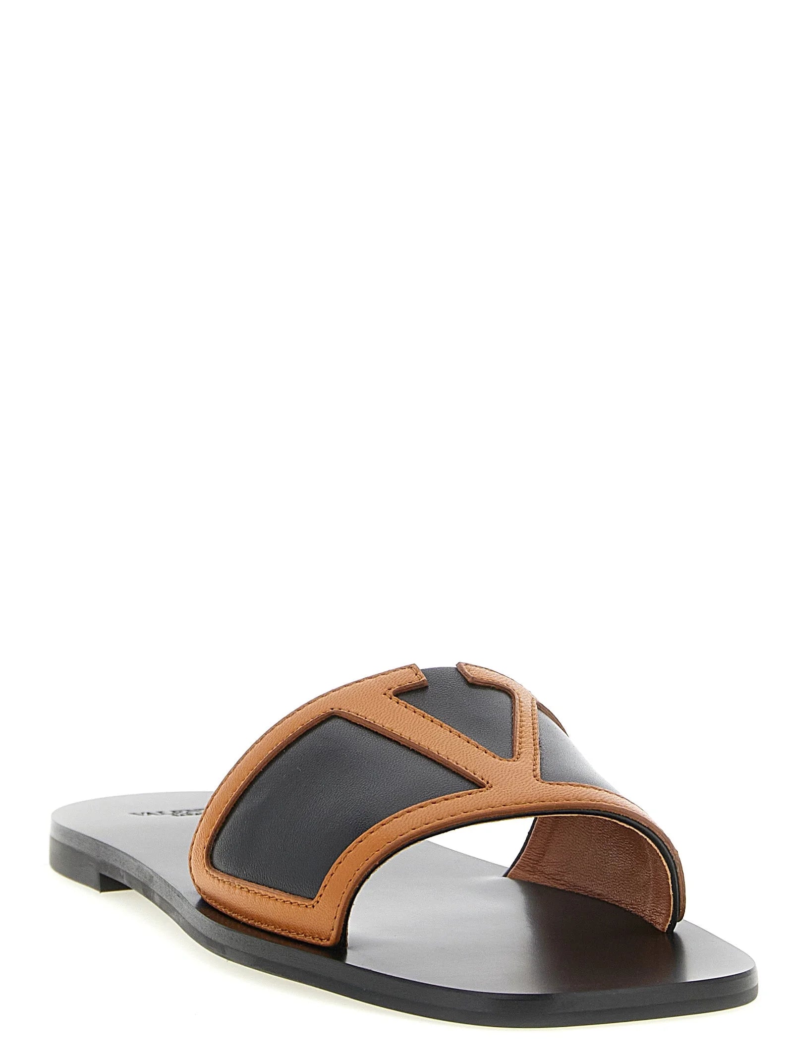 Valentino Garavani Brown Lamb Leather Slides - EU36.5/US6.5