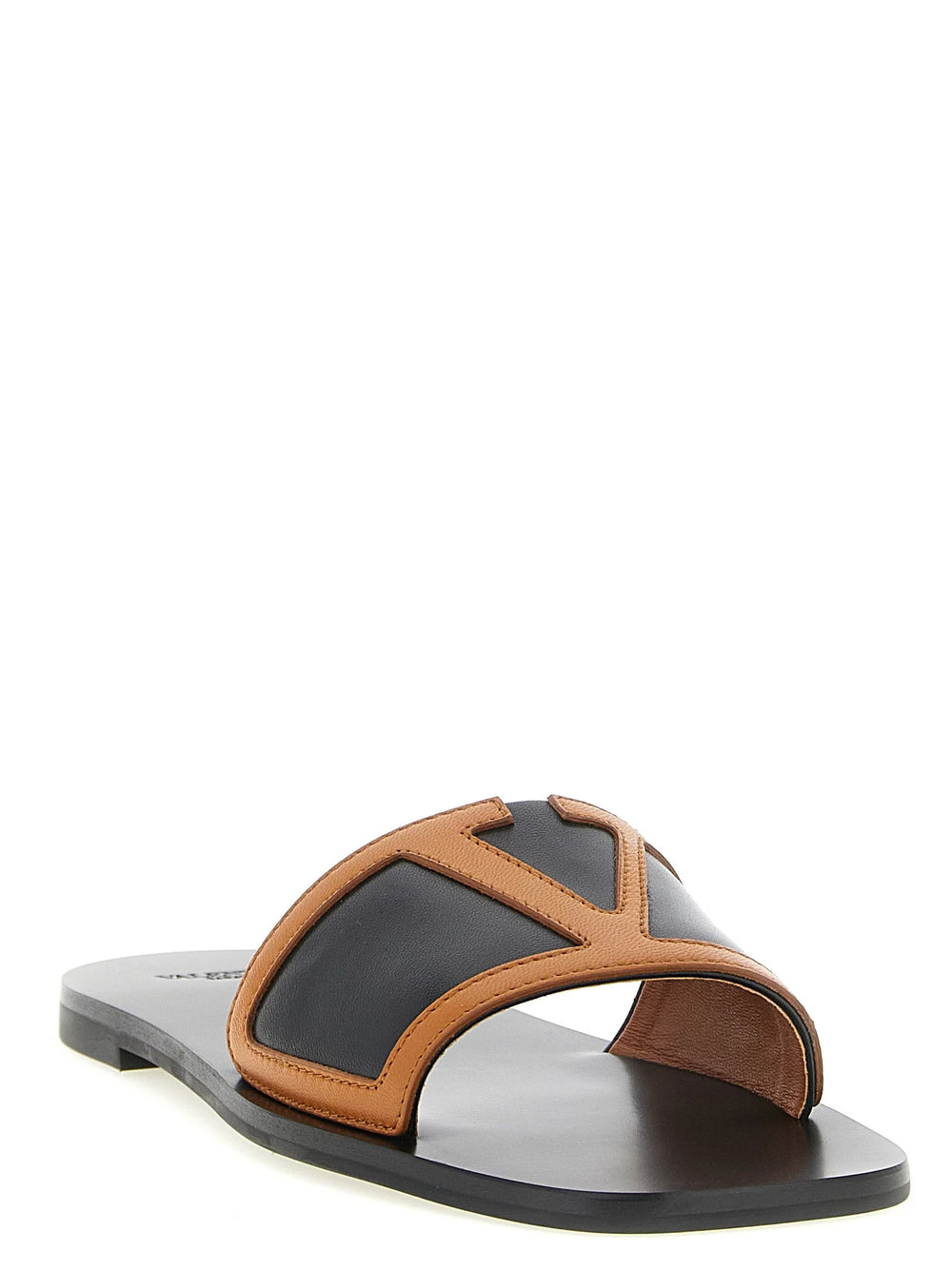 Valentino Garavani Brown Lamb Leather Slides - EU36.5/US6.5
