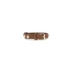 Valentino Garavani Brown Leather and Metal Bracelet - One Size