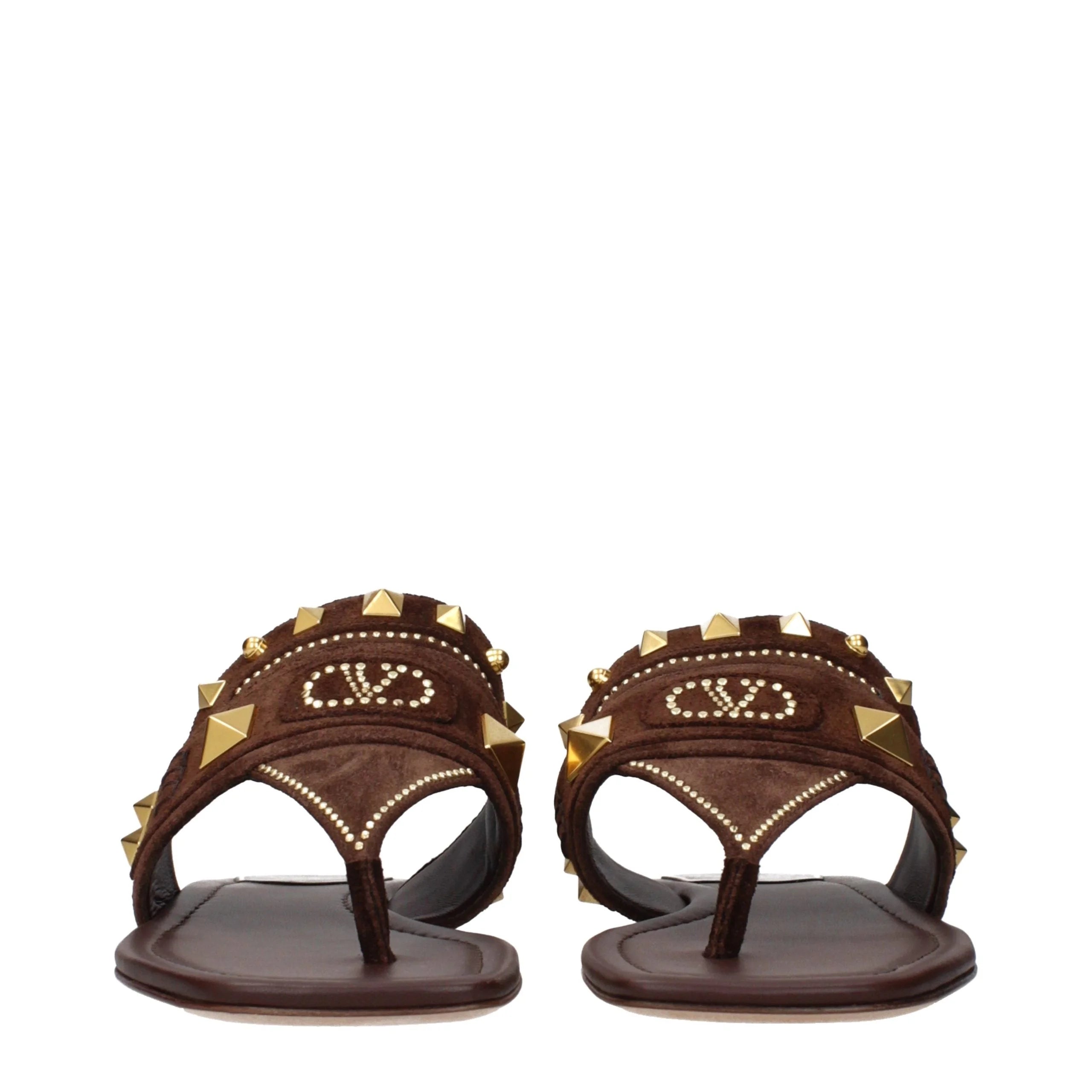 Valentino Garavani Brown Leather Flip-Flop Sandals - EU36/US6