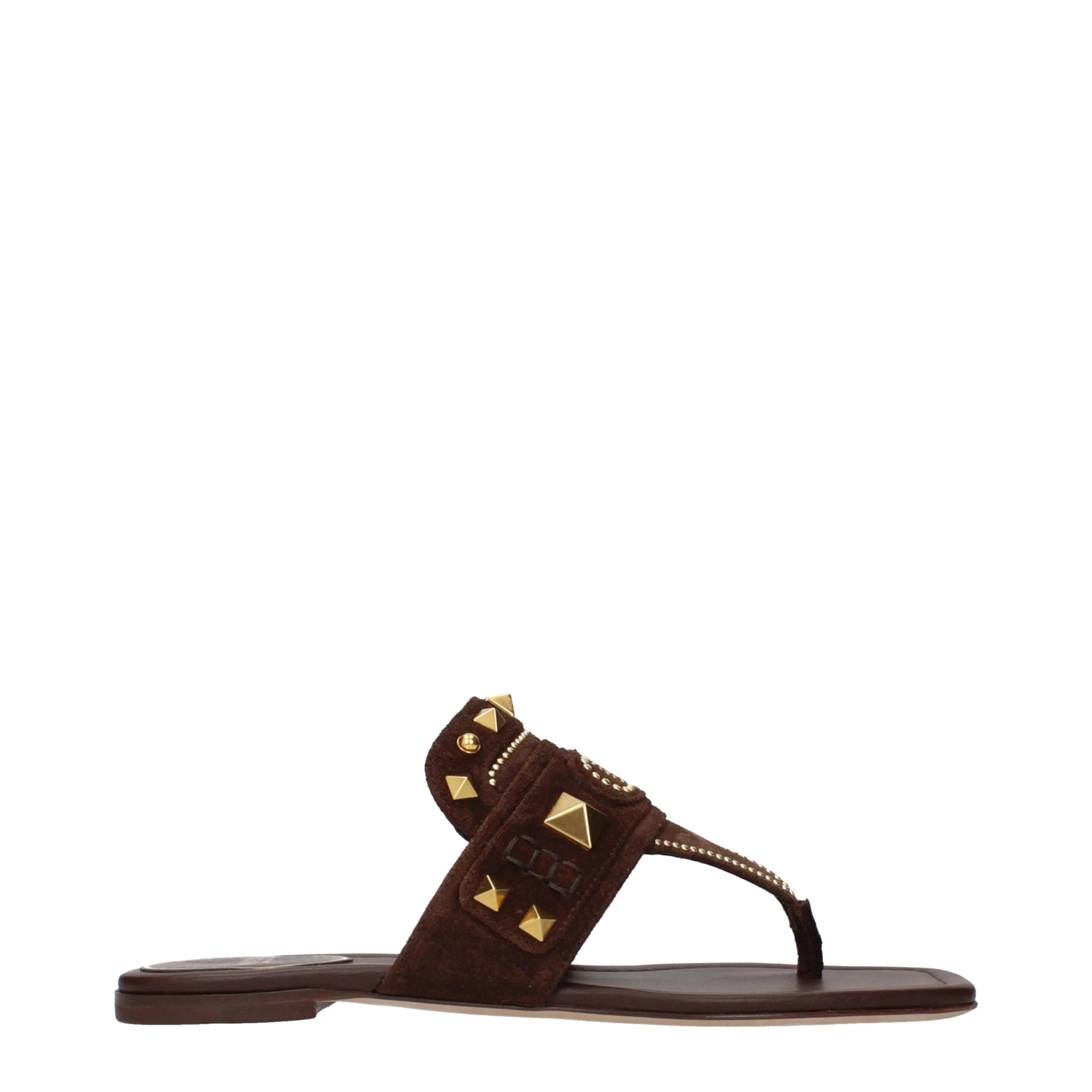 Valentino Garavani Brown Leather Flip-Flop Sandals - EU36/US6