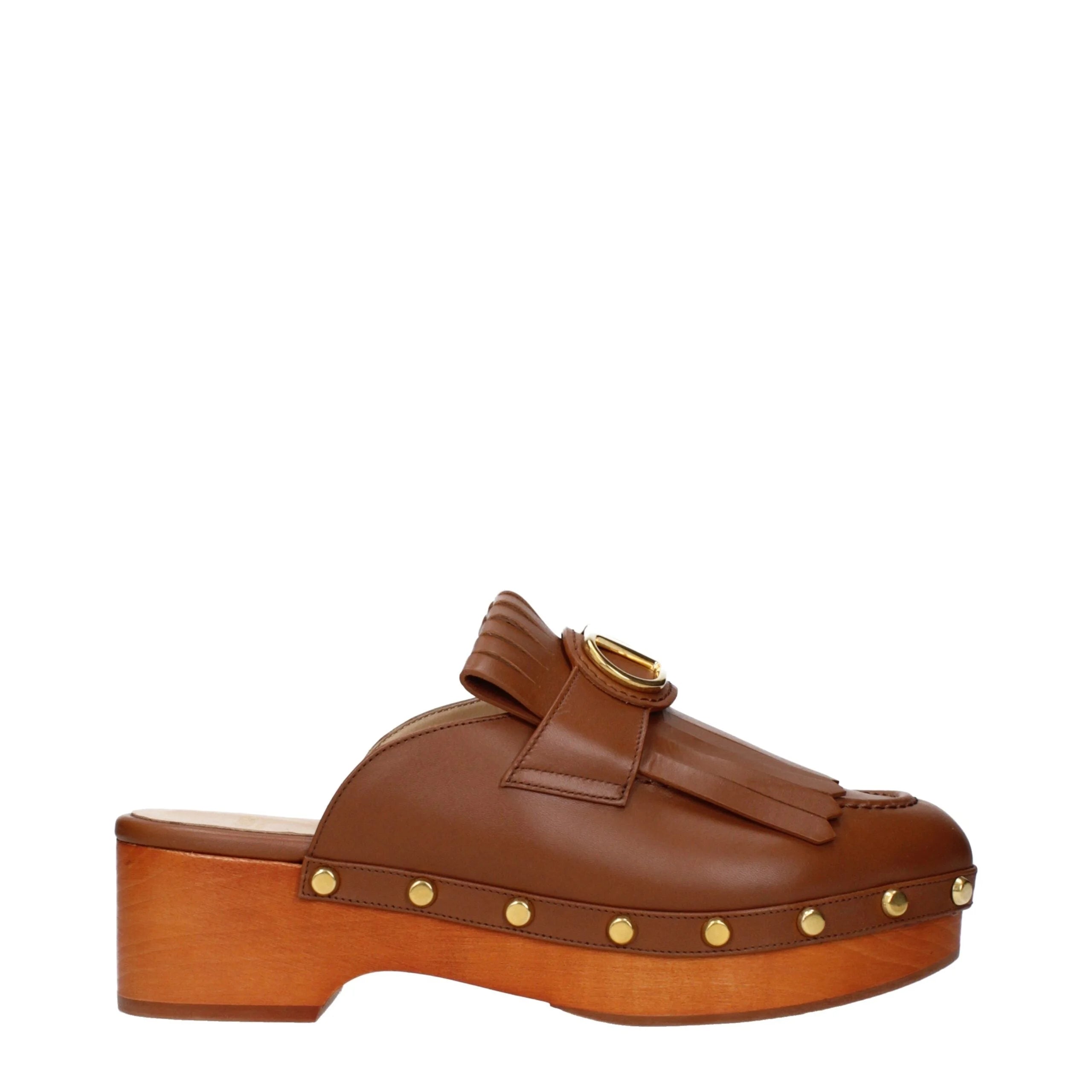 Valentino Garavani Brown Leather Slippers - EU36/US6