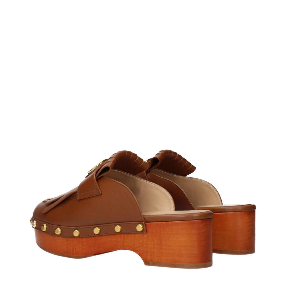 Valentino Garavani Brown Leather Slippers - EU36/US6