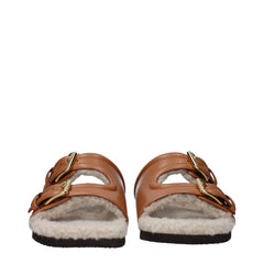 Valentino Garavani Brown Leather Slippers Sandals