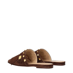 Valentino Garavani Brown Leather Slippers Sandals - EU36/US6