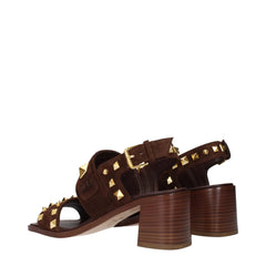 Valentino Garavani Braune Ledersandalen mit Riemen