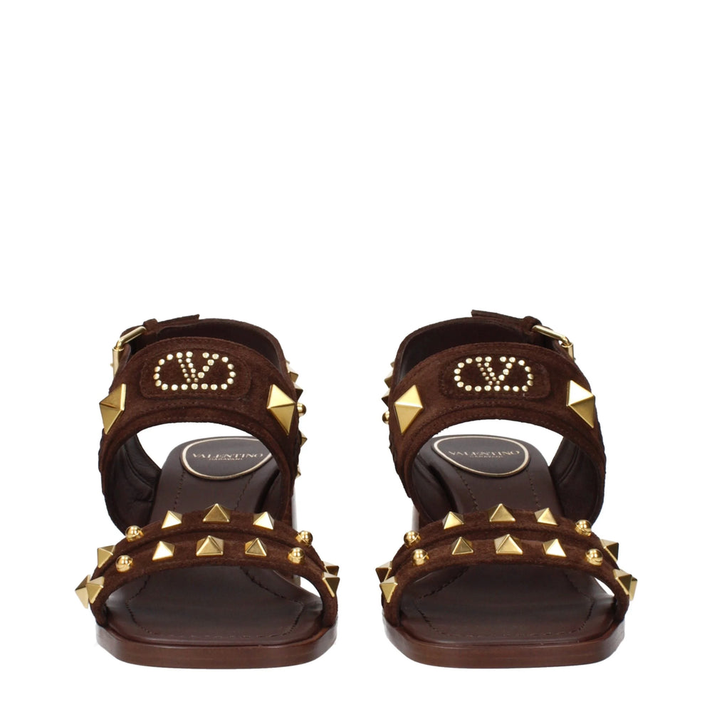 Valentino Garavani Braune Ledersandalen mit Riemen