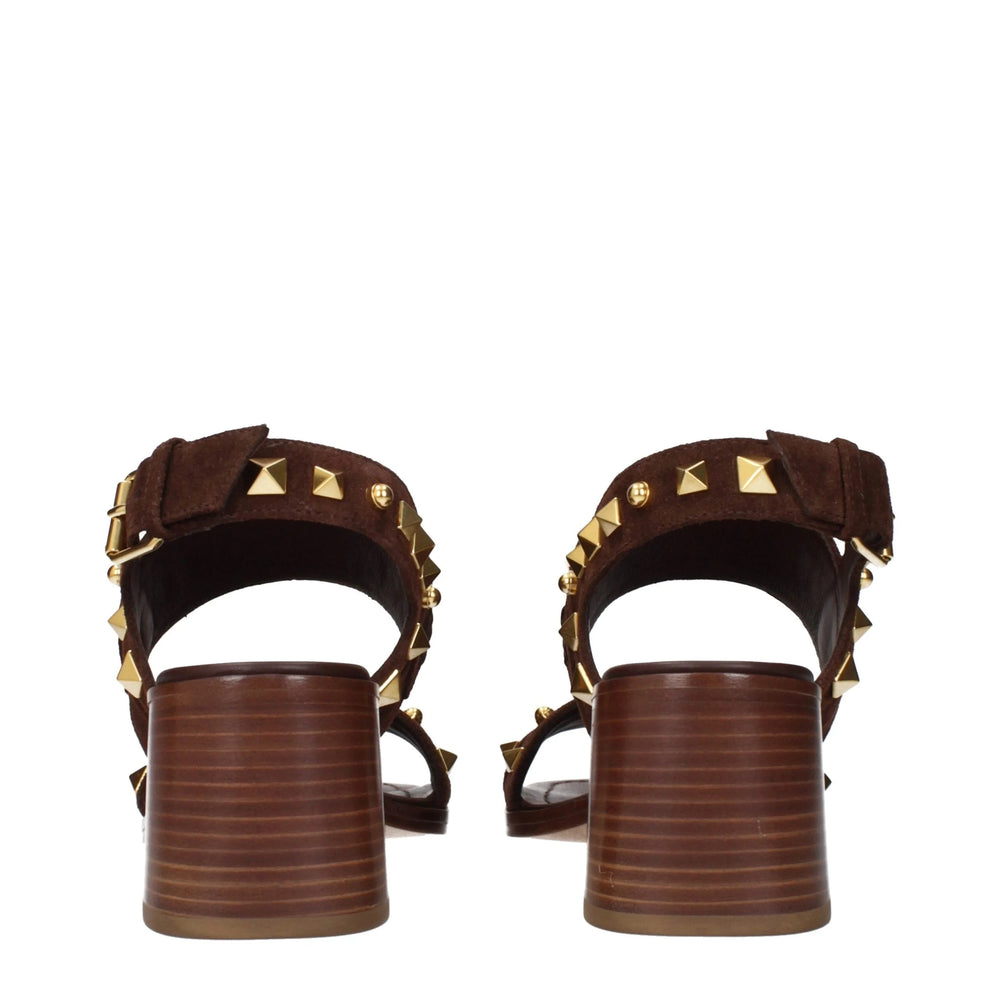 Valentino Garavani Braune Ledersandalen mit Riemen