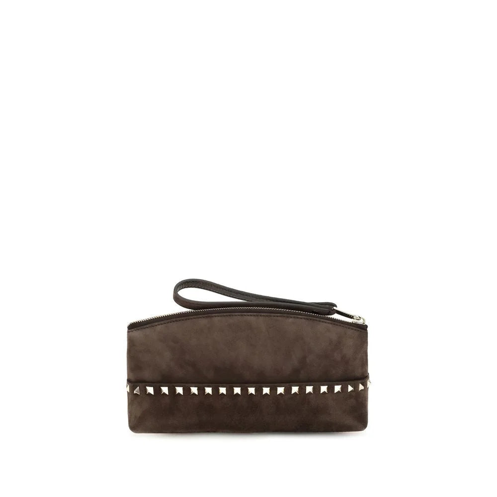 Valentino Garavani Brown Suede Leather Handbag