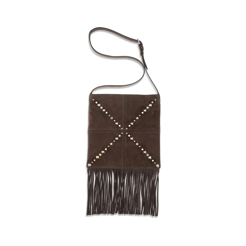 Valentino Garavani Brown Suede Leather Shoulder Bag
