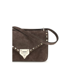 Bolso de hombro de ante de cuero marrón Valentino Garavani