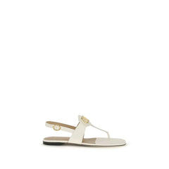 Valentino Garavani Cream Calf Leather Bos Taurus Flat Sandals - EU39/US9