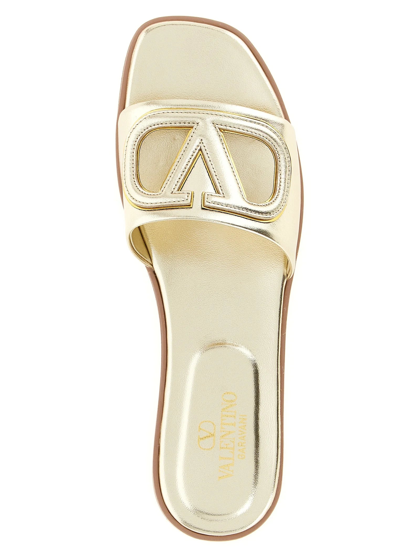 Valentino Garavani Gold Calfskin Slides - EU36.5/US6.5