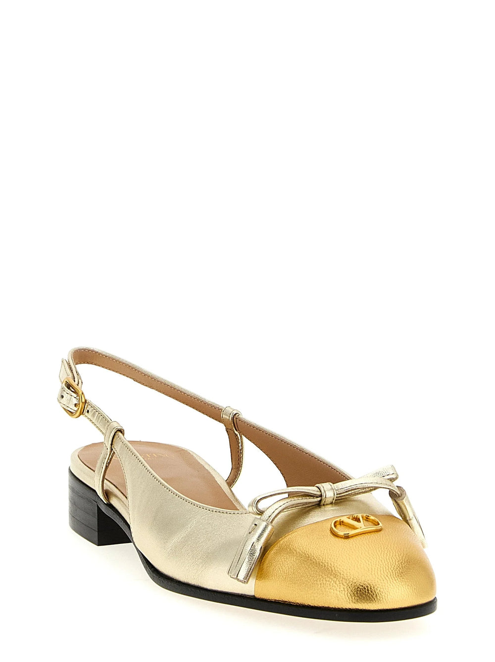 Valentino Garavani Gold Leather Ballet Flats