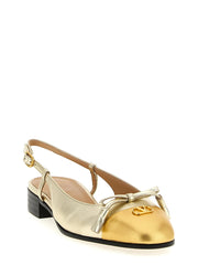 Valentino Garavani Gold Leather Ballet Flats