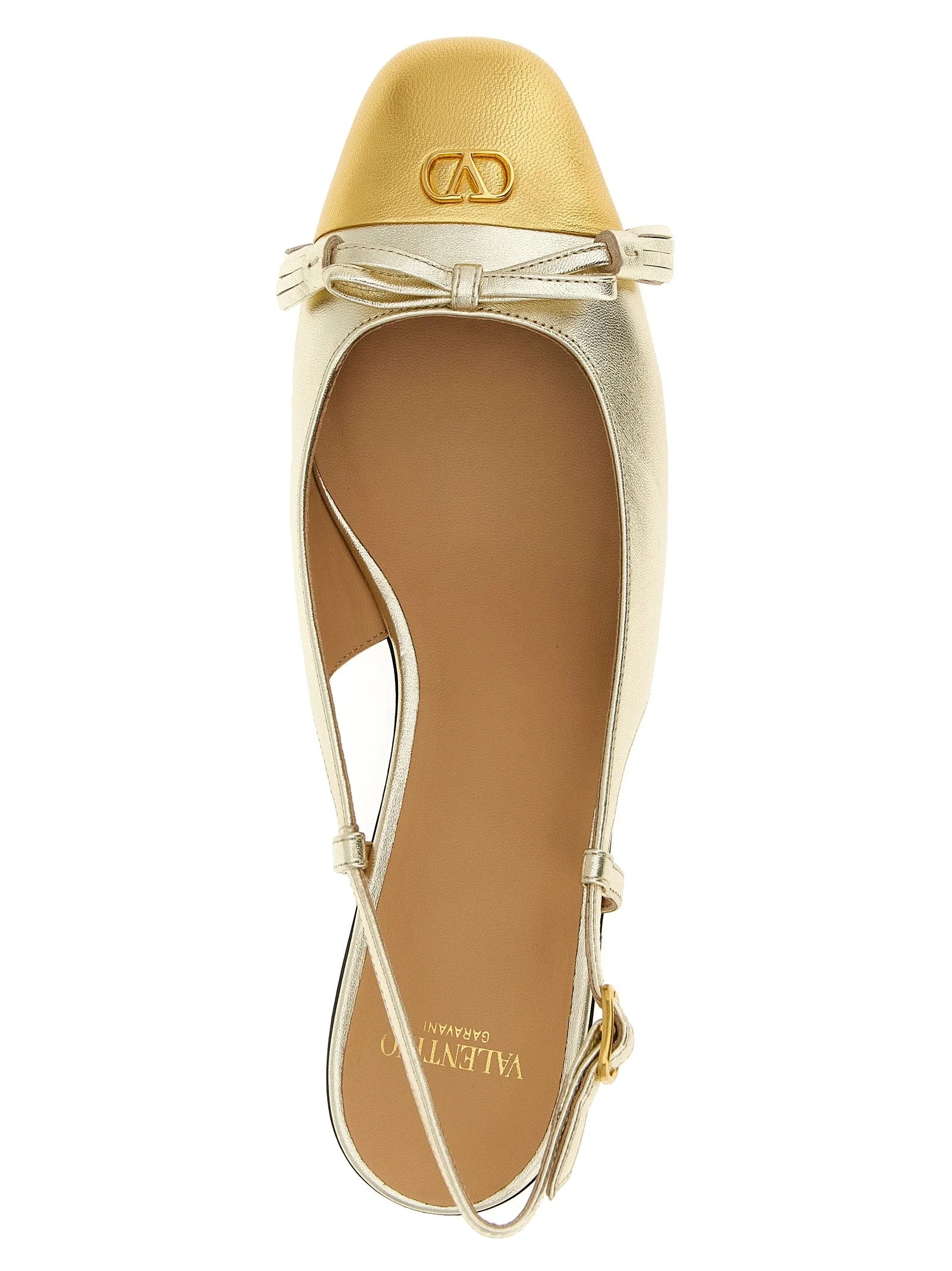 Valentino Garavani Gold Leather Ballet Flats