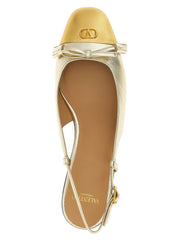 Valentino Garavani Gold Leather Ballet Flats