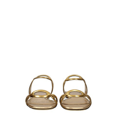 Valentino Garavani Gold Leather Slippers Sandals - EU37/US7