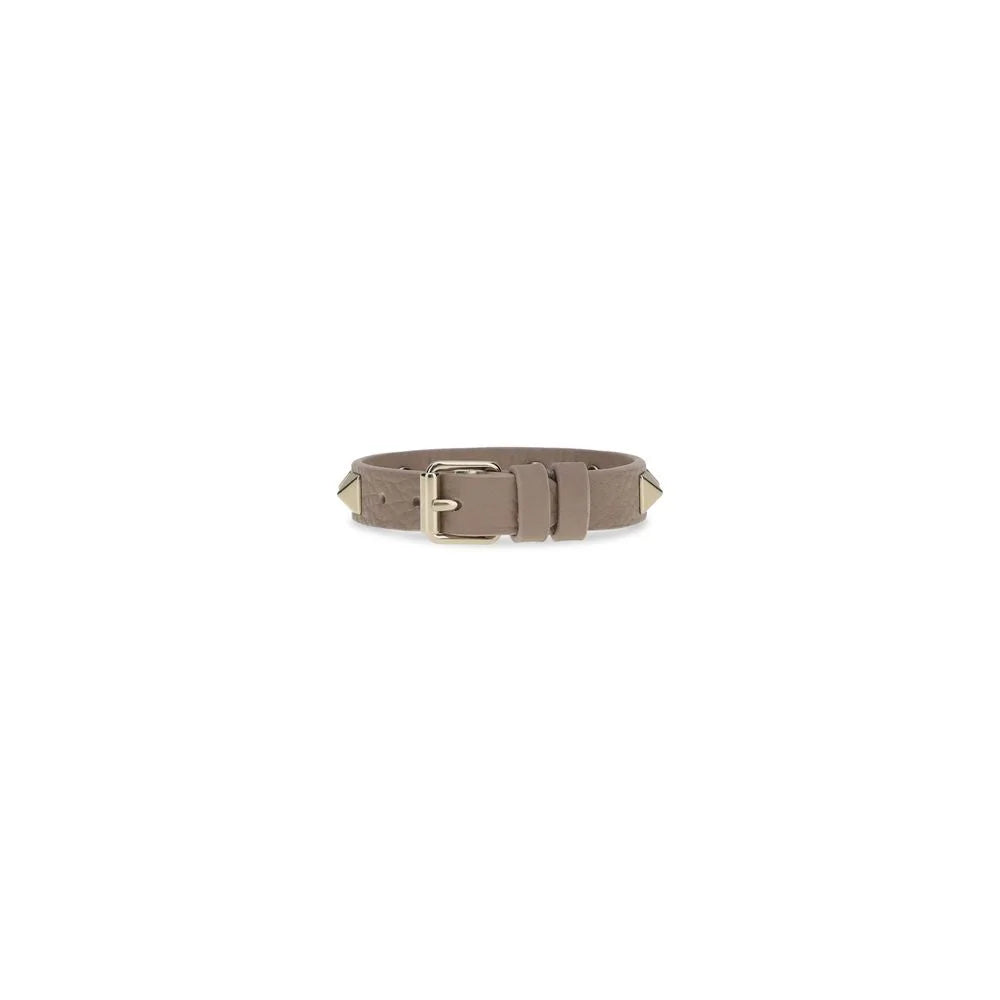 Valentino Garavani Gray Calf Leather Bos Taurus Bracelet - One Size