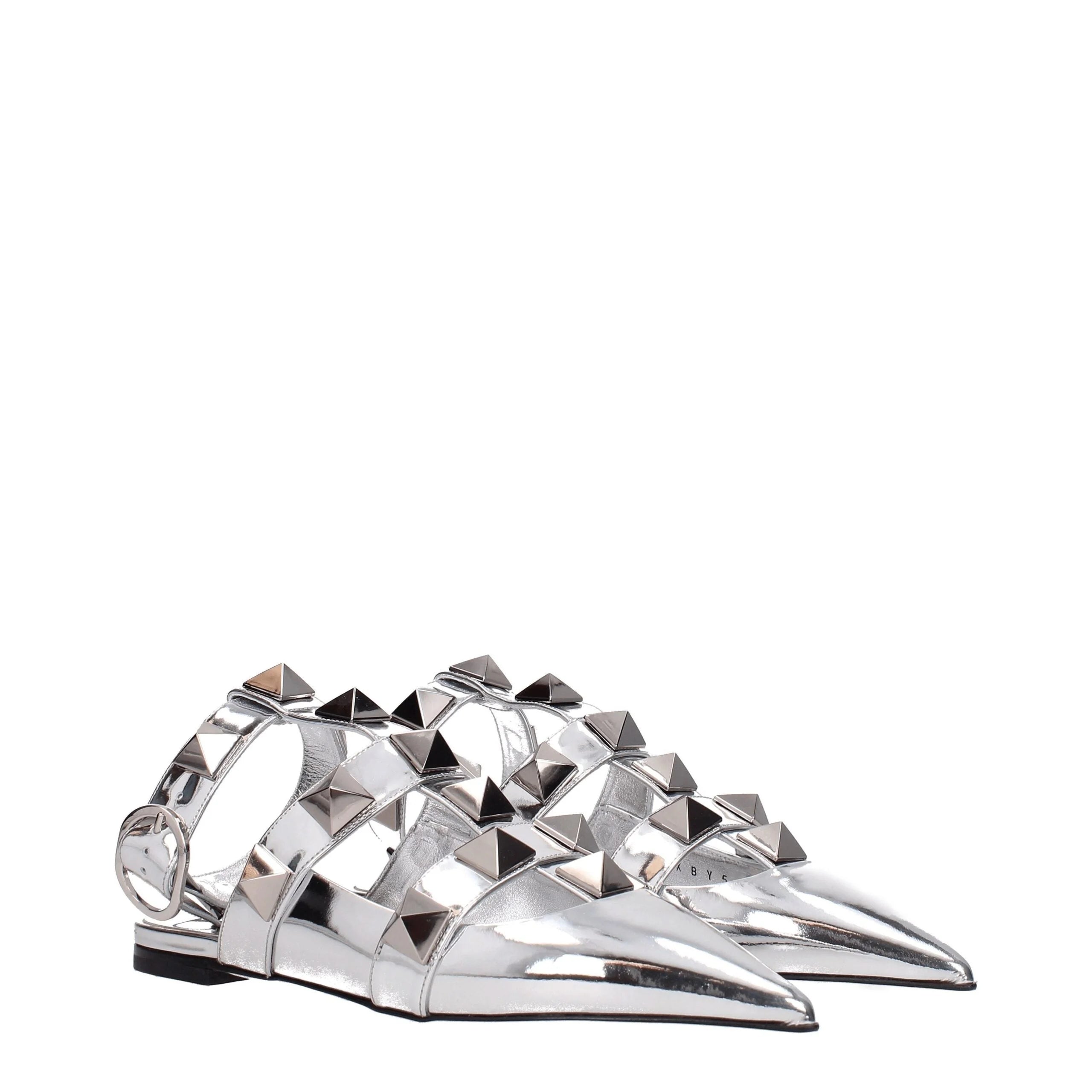 Valentino Garavani Gray Leather Flat Sandals