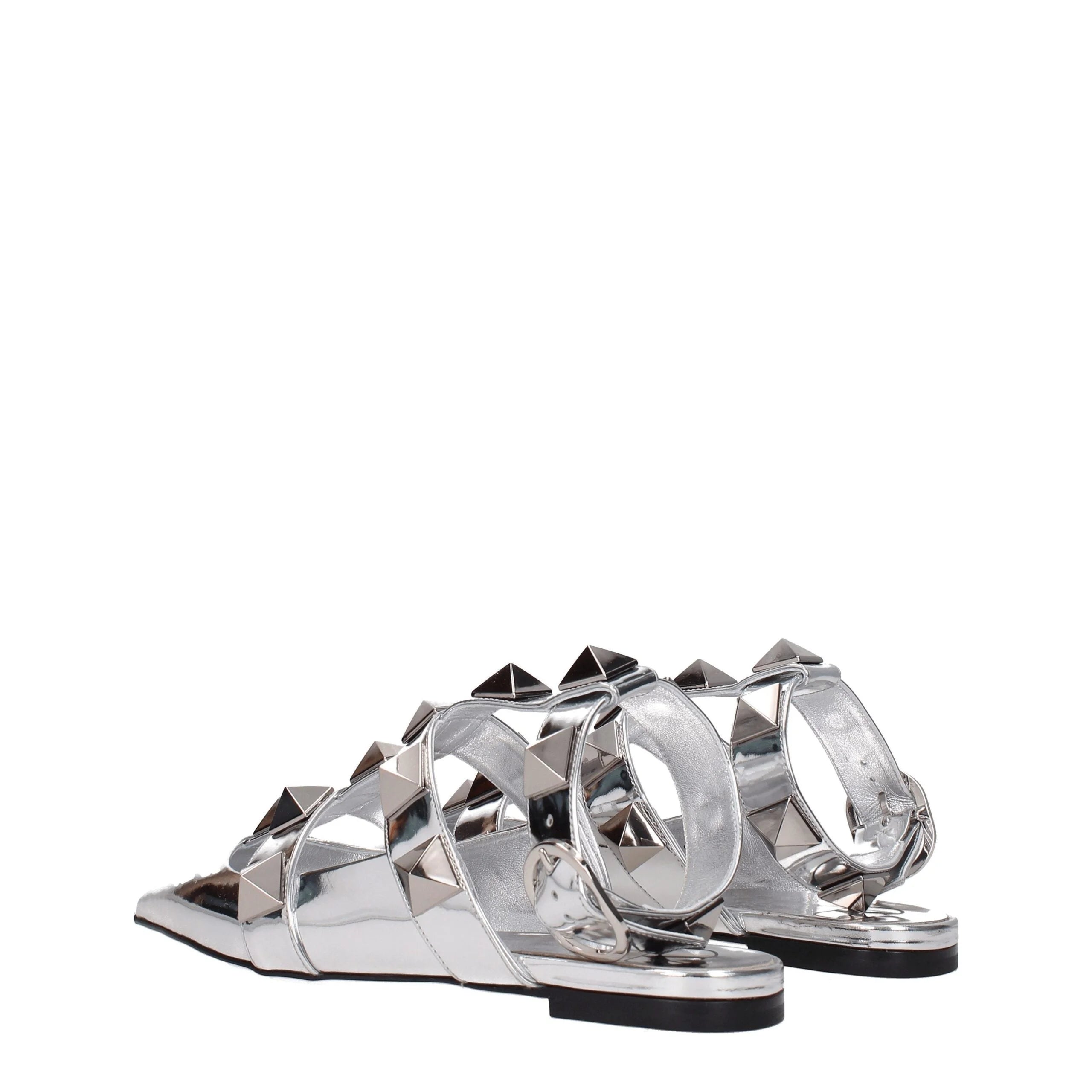 Valentino Garavani Gray Leather Flat Sandals