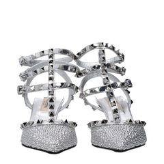 Valentino Garavani Gray Leather Stiletto Heel Sandals - EU36/US6