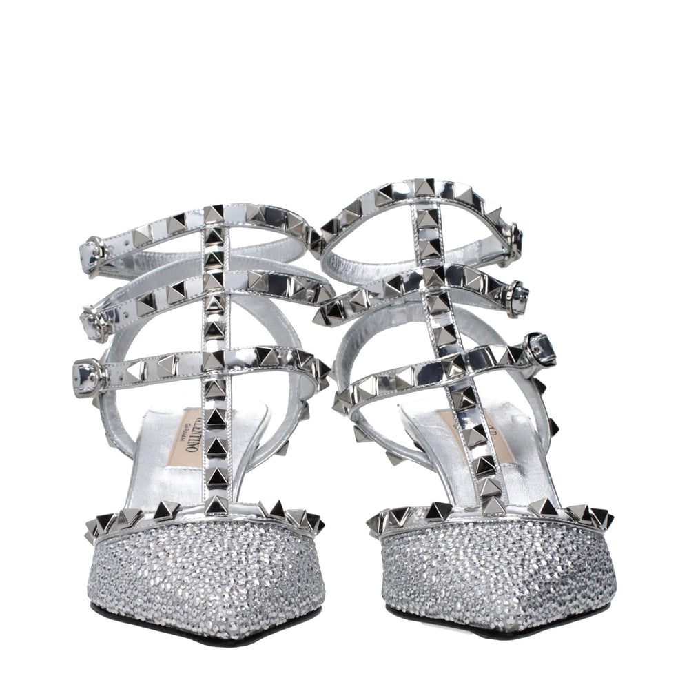 Sandale cu toc stiletto din piele gri Valentino Garavani - EU36/US6