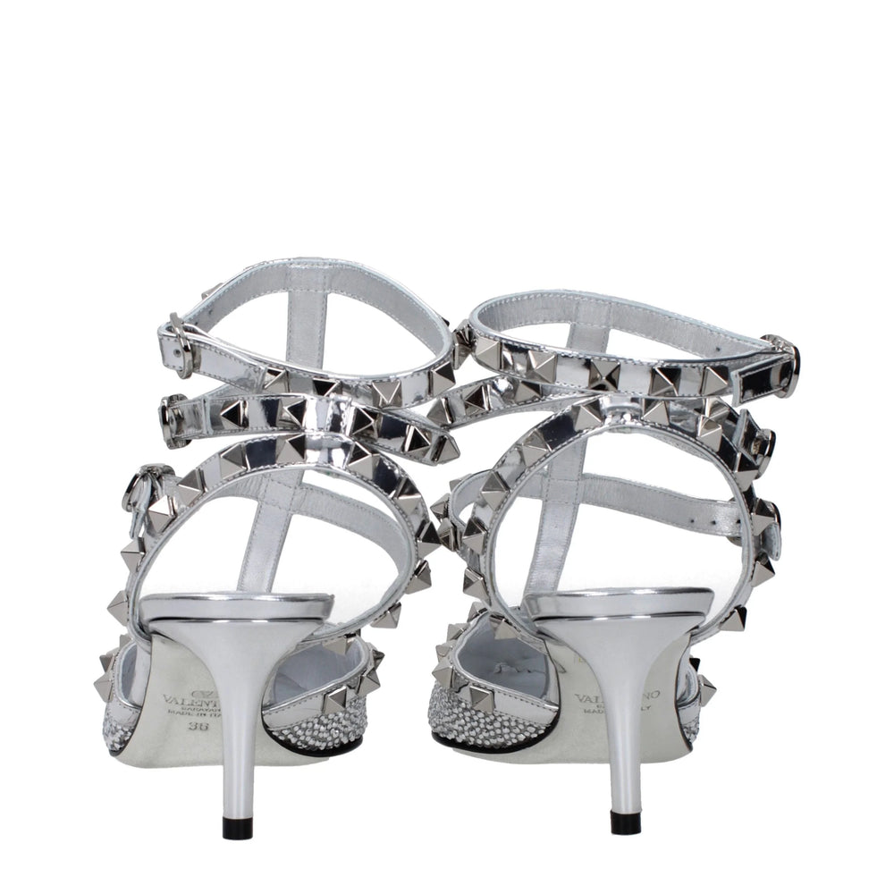 Sandale cu toc stiletto din piele gri Valentino Garavani - EU36/US6