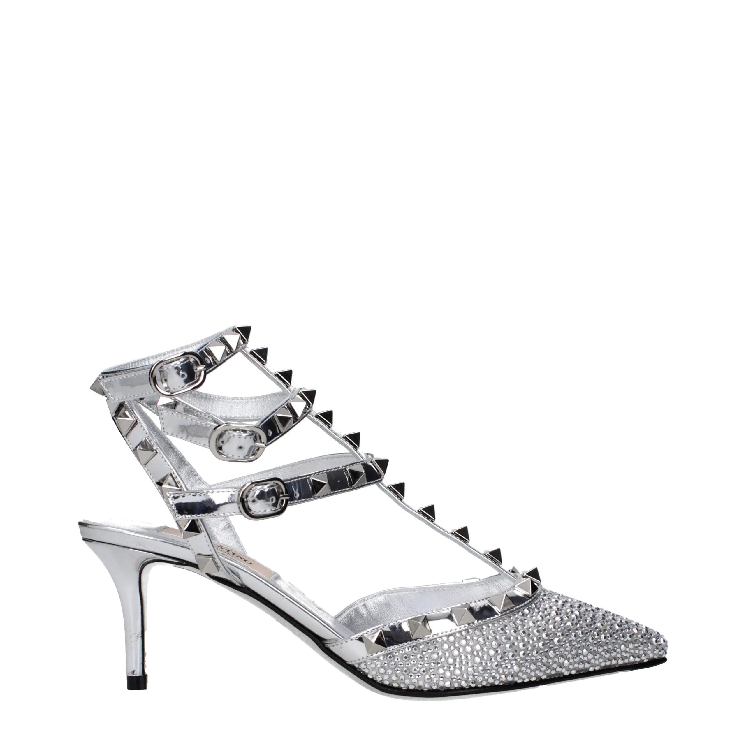 Sandale cu toc stiletto din piele gri Valentino Garavani - EU36/US6